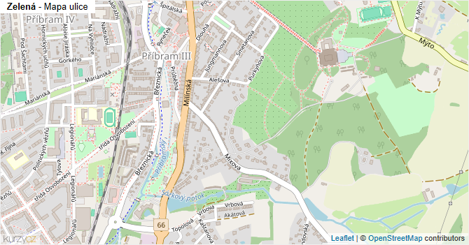 Zelená - mapa ulice