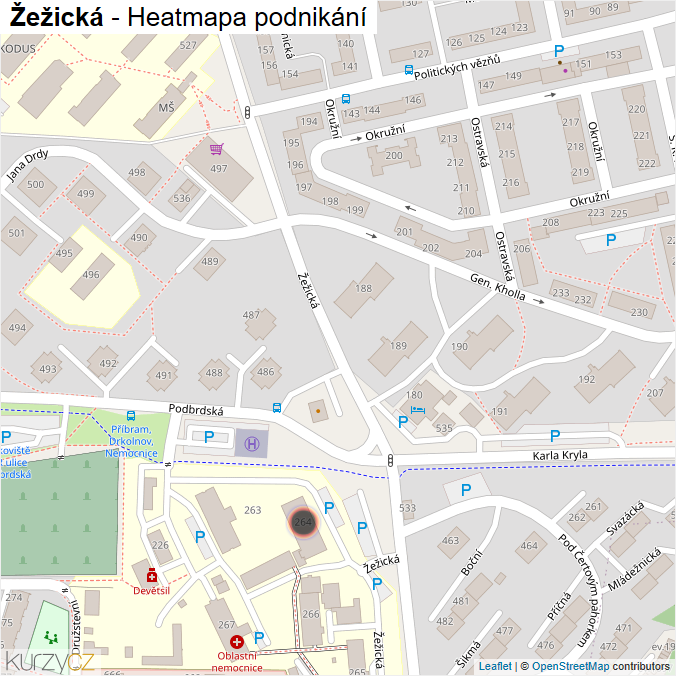 Mapa Žežická - Firmy v ulici.