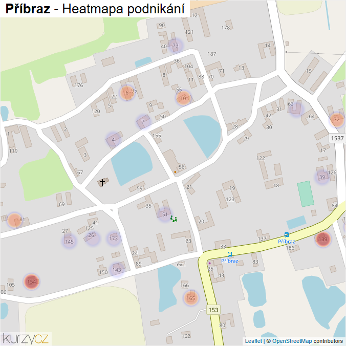 Mapa Příbraz - Firmy v části obce.