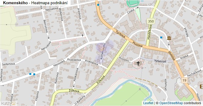 Komenského - mapa podnikání