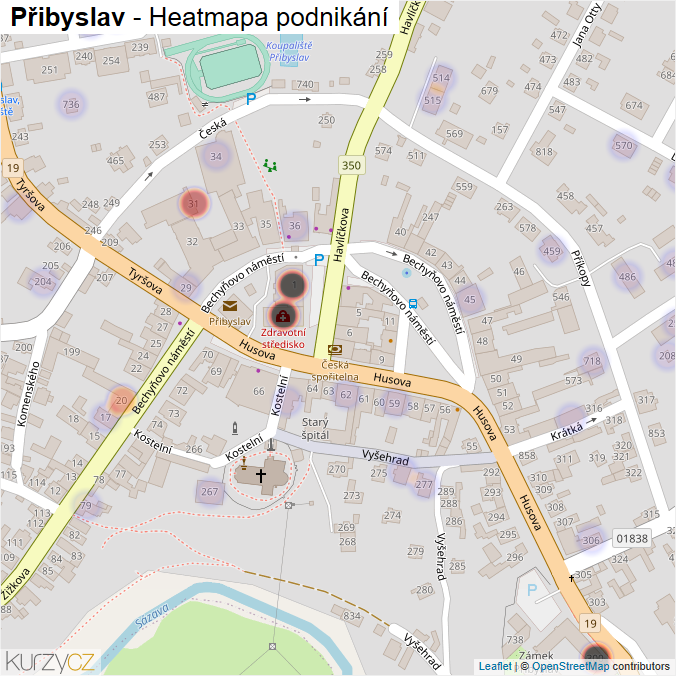Mapa Přibyslav - Firmy v části obce.