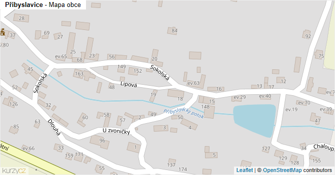 Přibyslavice - mapa obce