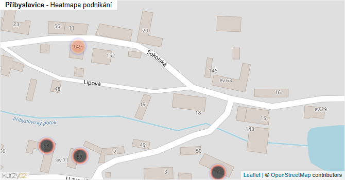Přibyslavice - mapa podnikání