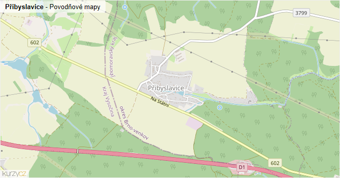 Přibyslavice - záplavové mapy stoleté vody