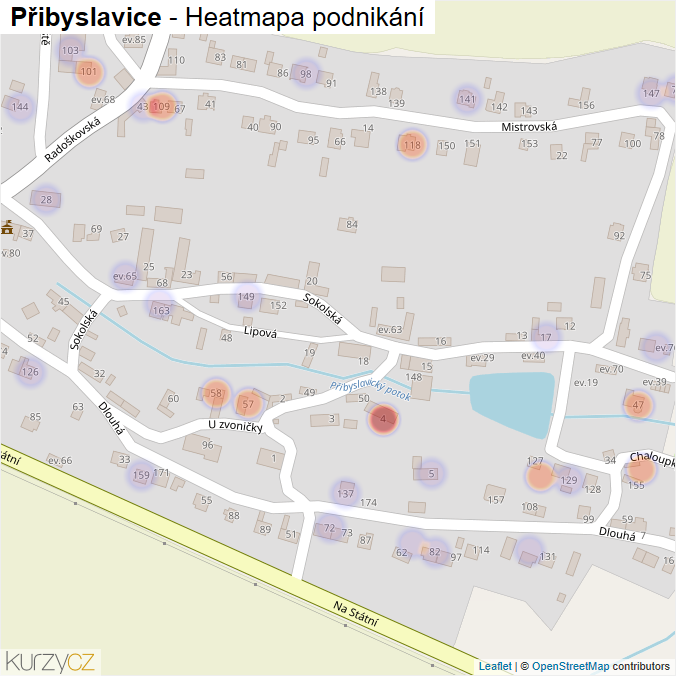 Mapa Přibyslavice - Firmy v části obce.