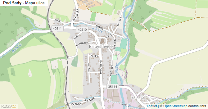 Pod Sady - mapa ulice