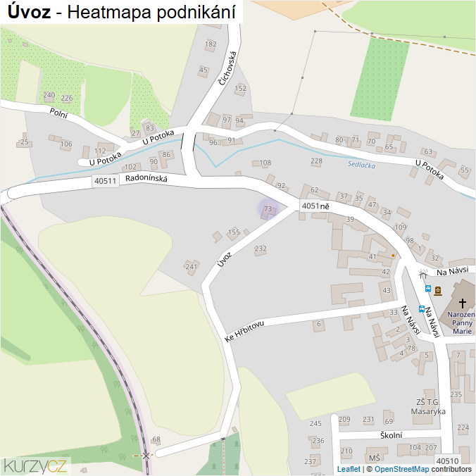 Mapa Úvoz - Firmy v ulici.