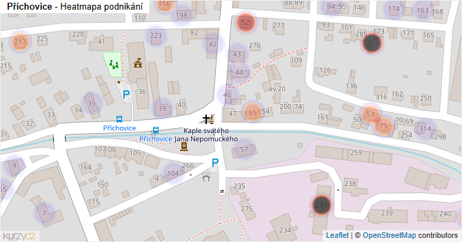 Příchovice - mapa podnikání