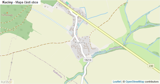 Kucíny - mapa části obce