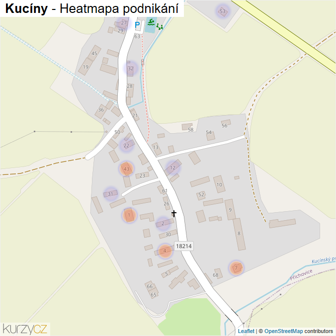 Mapa Kucíny - Firmy v části obce.