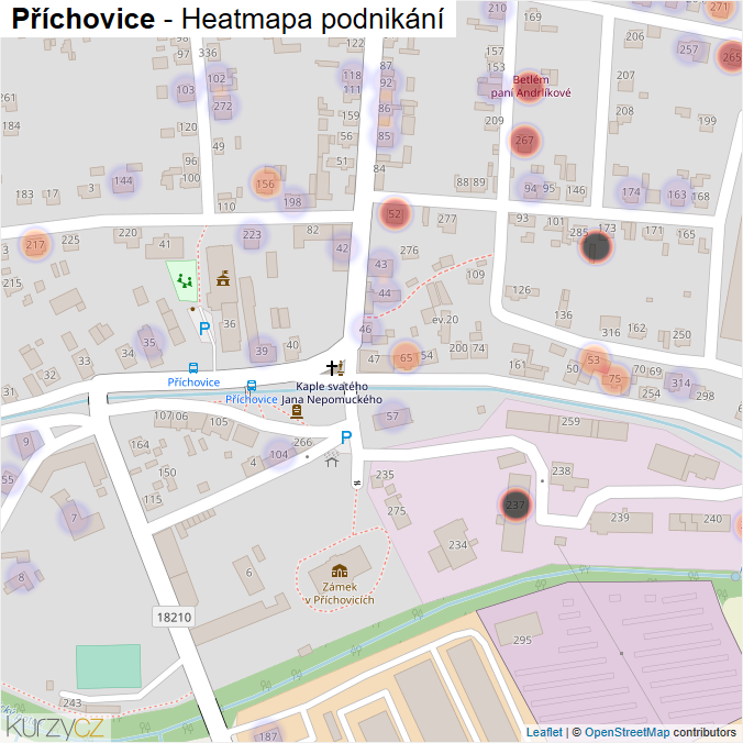 Mapa Příchovice - Firmy v části obce.
