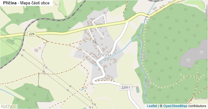 Příčina - mapa části obce