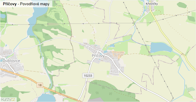 Příčovy - záplavové mapy stoleté vody
