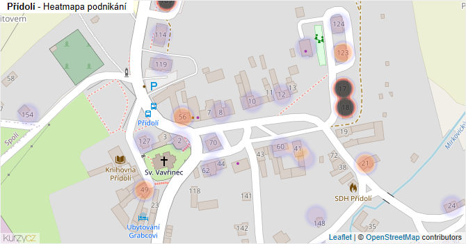 Přídolí - mapa podnikání