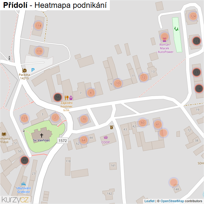 Mapa Přídolí - Firmy v obci.
