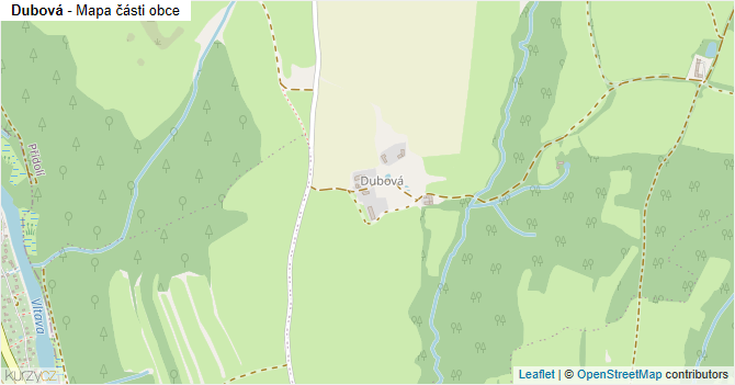 Dubová - mapa části obce