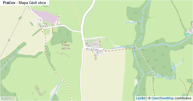 Práčov - mapa části obce