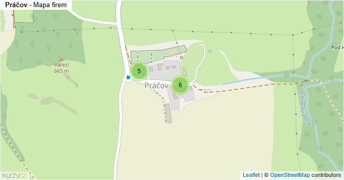 Práčov - mapa firem