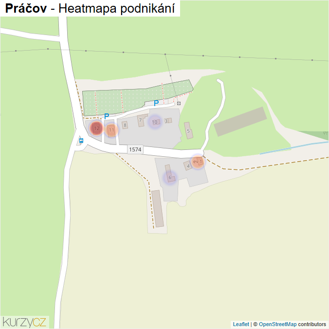 Mapa Práčov - Firmy v části obce.