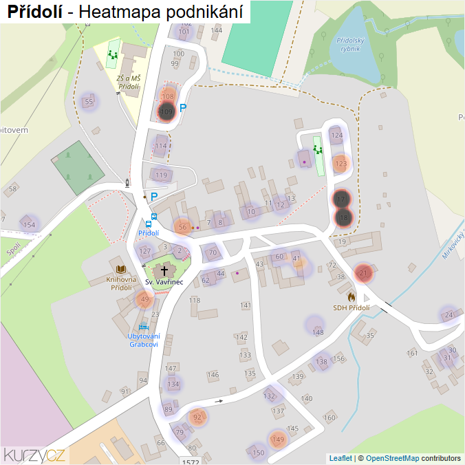 Mapa Přídolí - Firmy v části obce.
