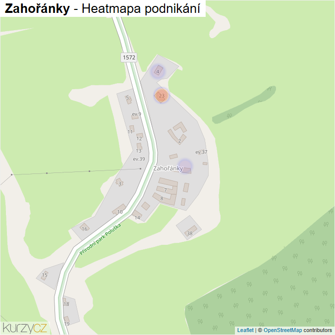 Mapa Zahořánky - Firmy v části obce.