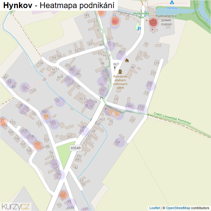 Mapa Hynkov - Firmy v části obce.