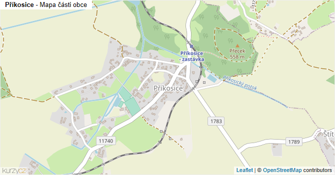 Příkosice - mapa části obce