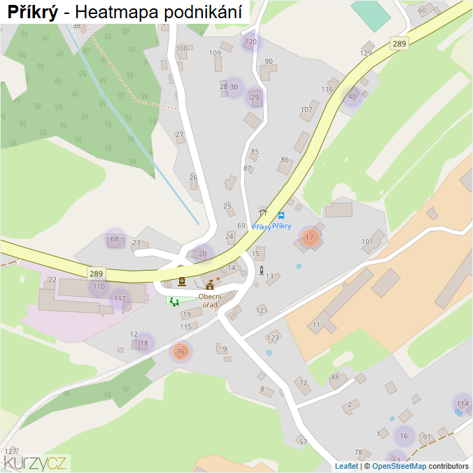 Mapa Příkrý - Firmy v části obce.