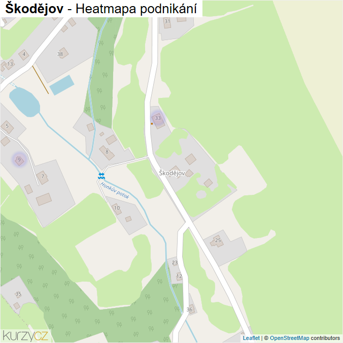 Mapa Škodějov - Firmy v části obce.
