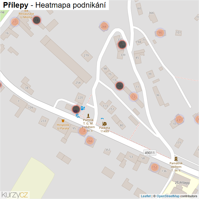 Mapa Přílepy - Firmy v obci.