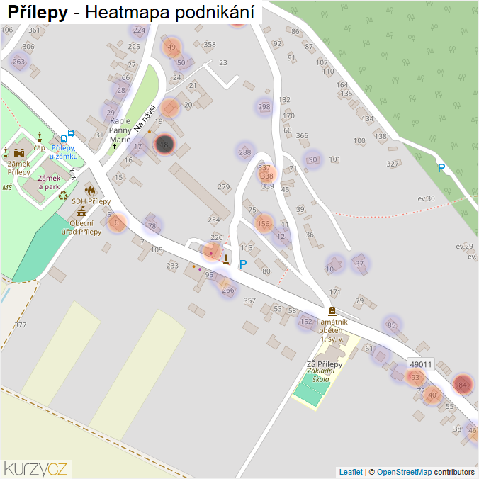 Mapa Přílepy - Firmy v části obce.