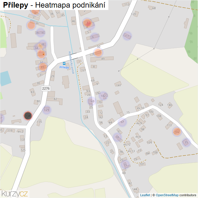 Mapa Přílepy - Firmy v části obce.