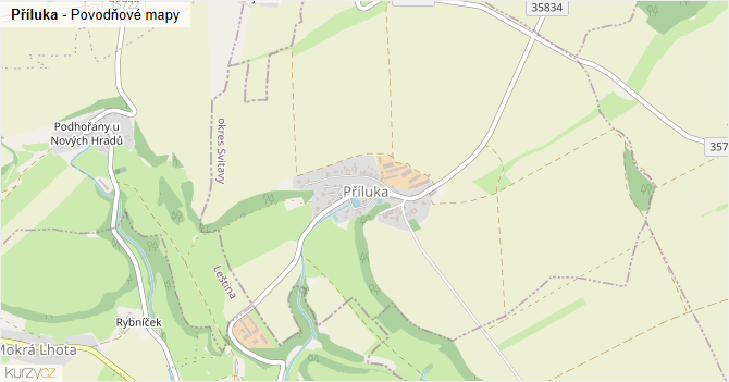 Příluka - záplavové mapy stoleté vody
