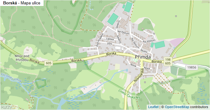 Borská - mapa ulice
