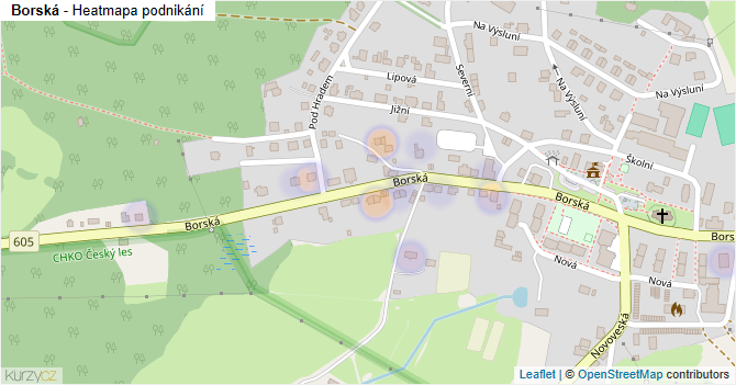 Borská - mapa podnikání