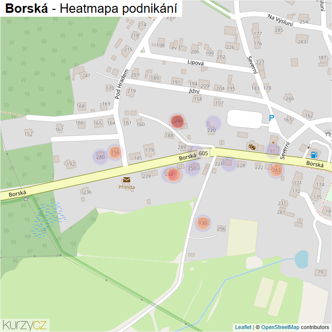 Mapa Borská - Firmy v ulici.