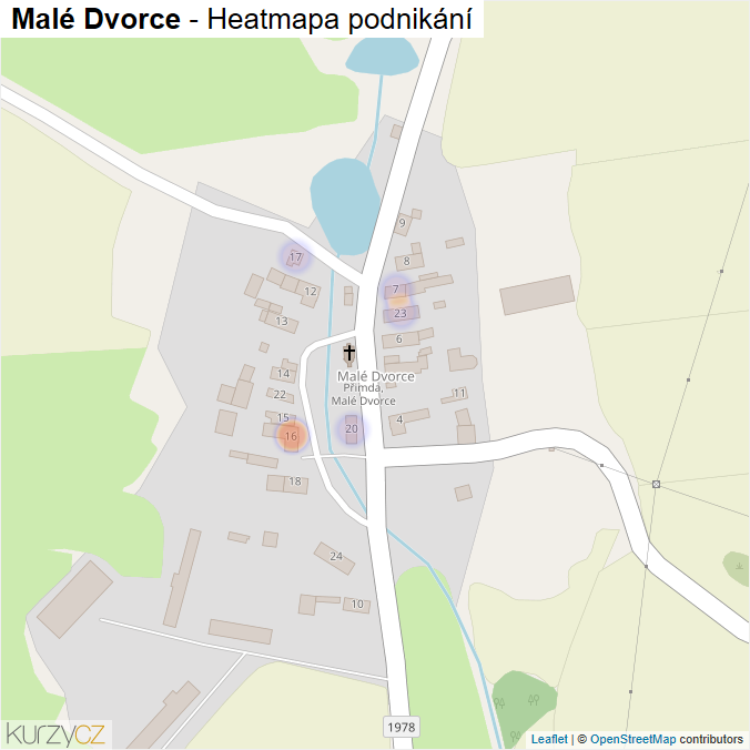 Mapa Malé Dvorce - Firmy v části obce.