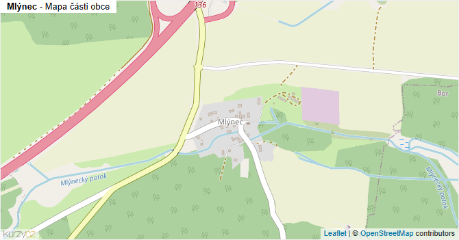 Mlýnec - mapa části obce