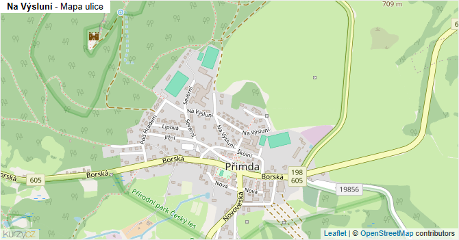 Na Výsluní - mapa ulice