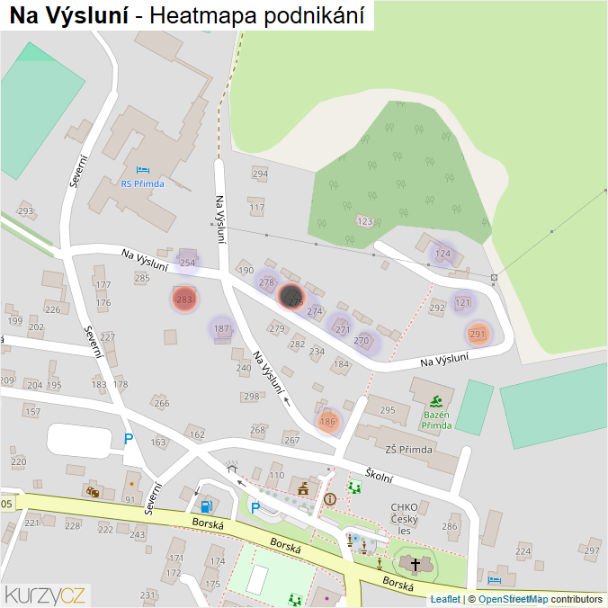 Mapa Na Výsluní - Firmy v ulici.