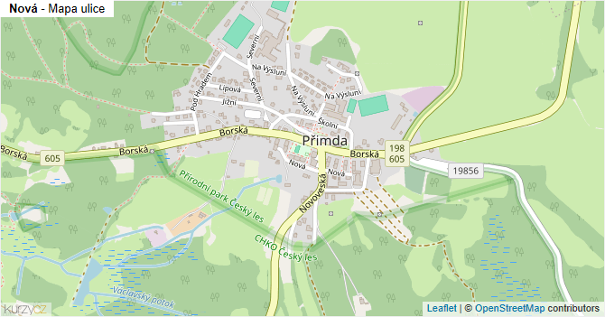 Nová - mapa ulice