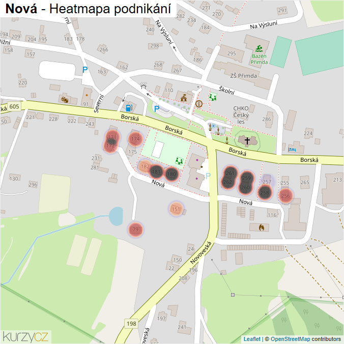 Mapa Nová - Firmy v ulici.