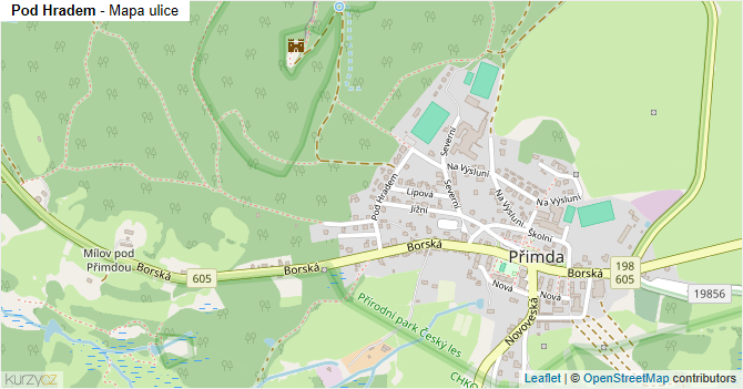 Pod Hradem - mapa ulice