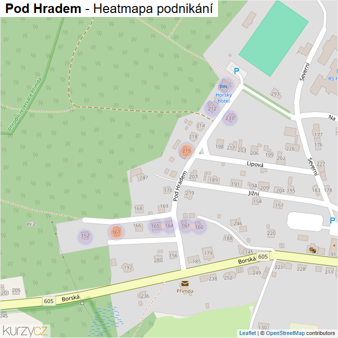 Mapa Pod Hradem - Firmy v ulici.