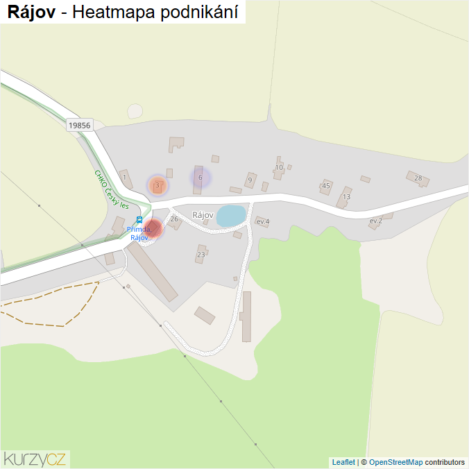 Mapa Rájov - Firmy v části obce.