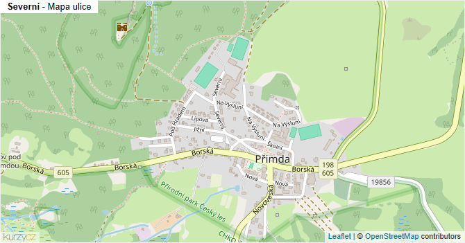 Severní - mapa ulice