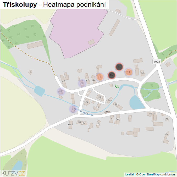 Mapa Třískolupy - Firmy v části obce.