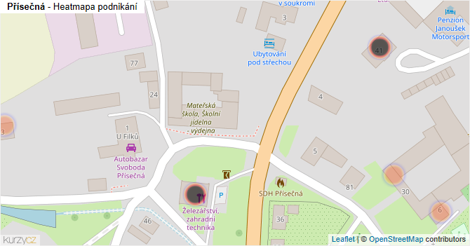 Přísečná - mapa podnikání
