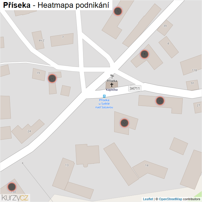 Mapa Příseka - Firmy v obci.