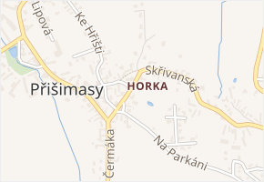 Horákova v obci Přišimasy - mapa ulice